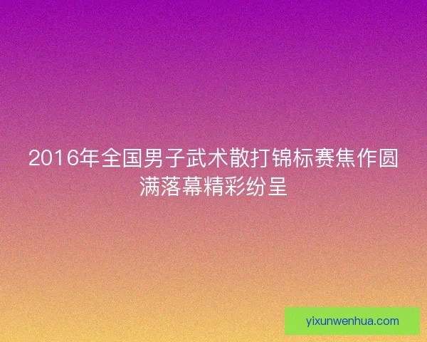 2016年全国男子武术散打锦标赛焦作圆满落幕精彩纷呈