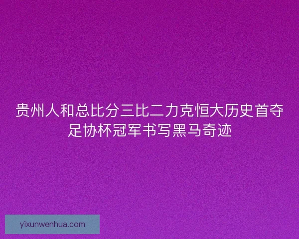 贵州人和总比分三比二力克恒大历史首夺足协杯冠军书写黑马奇迹